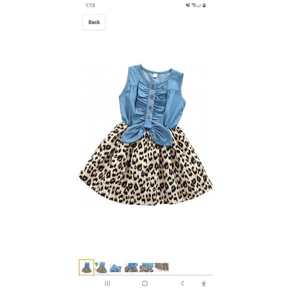 New Sz 90 (2T) MingAo Denim Cheetah Leopard Animal Print Dress Elastic Waist
